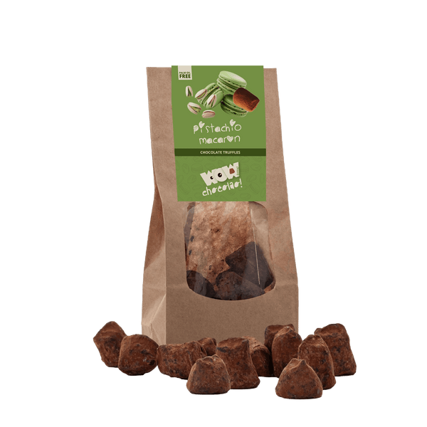 Pistache Macaron chocolade truffels - Biologisch afbreekbare zak 130g