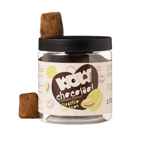 Pistache macaron chocoladetruffels - 130g Valentijnsgeschenkpot