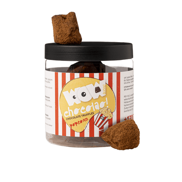 Popcorn Chocolade Truffels Cadeaupot 130g | Knapperige Gourmet Chocolade