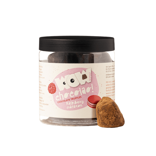 Frambozen Macaron Chocolade Truffels Cadeaupot 130g | Fruitige Luxe Chocolade