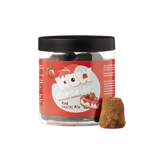 Rode Vruchten Taart Chocolade Truffels Cadeaupot 130g | Fruitig Dessert Chocolade