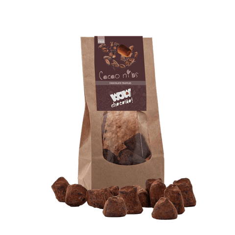 Cacao Nibs Chocolate Truffles - Biodegradable bag 130g - WOW Chocolao!
