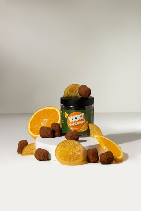 Candied Orange Peel Chocolate Truffles Gift Jar 130g | Citrus Chocolate - WOW Chocolao!