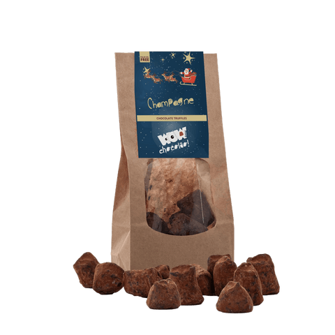 Champagne Chocolate Truffle - Christmas Edition - Biodegradable bag 130g - WOW Chocolao!