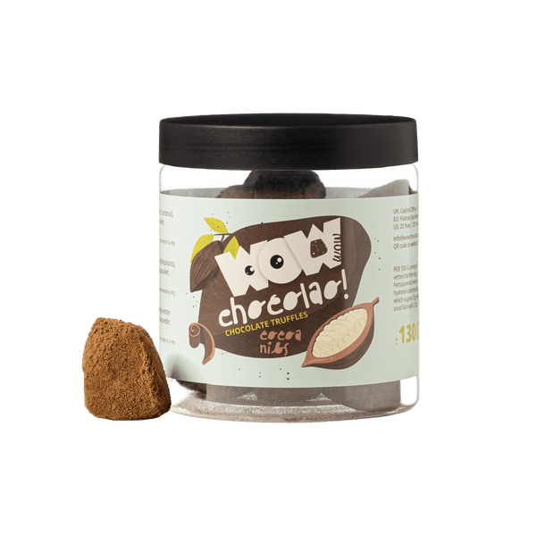 Cacaonibs Chocoladetruffels Cadeaupot 130g | Knapperige Cacaobonen Chocolade