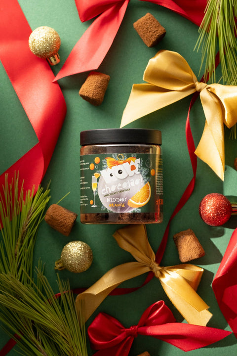 Confit Orange Christmas Truffles Gift Jar 130g | Festive Orange Chocolate - WOW Chocolao!