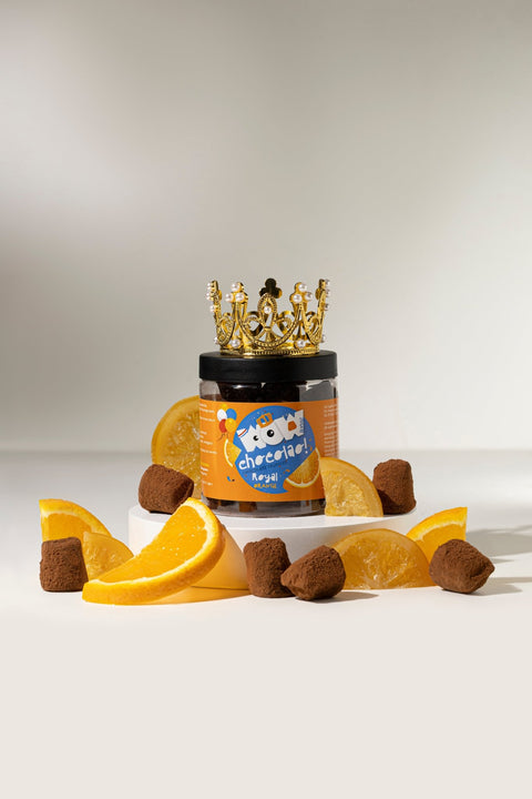 Confit Orange Kings Day Truffles Gift Jar 130g | Royal Orange Chocolate - WOW Chocolao!