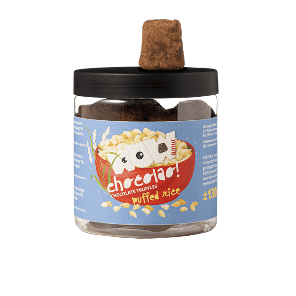 Knapperige rijst chocolade truffels geschenkpot 130g | Knapperige chocolade truffels