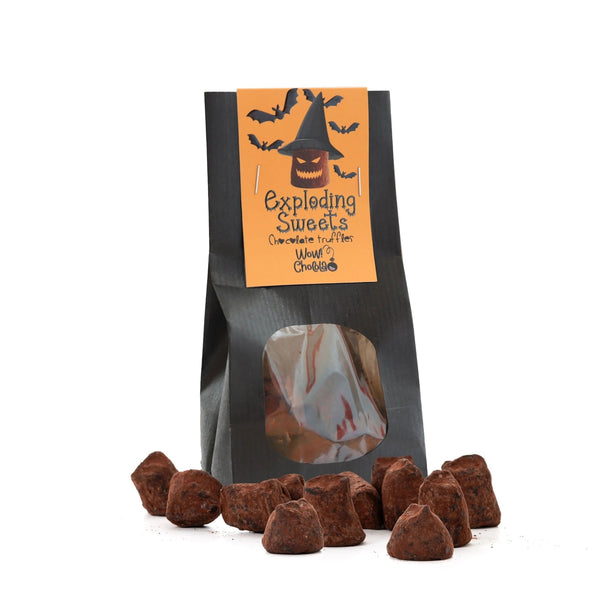 Exploderende Snoepjes - Halloween Chocolade Truffels - Biologisch afbreekbare zakken 130g