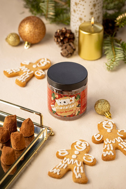 Gingerbread Christmas Truffles Gift Jar 130g | Cozy Holiday Chocolate - WOW Chocolao!