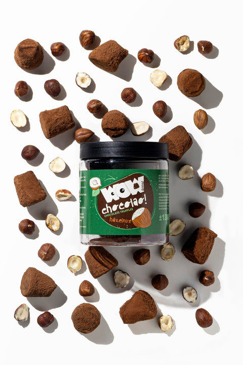 Hazelnut Chocolate Truffles Gift Jar 130g | Roasted Nut Chocolate - WOW Chocolao!