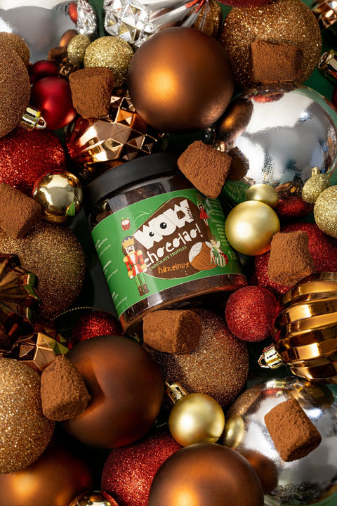 Hazelnut Christmas Truffles Gift Jar 130g | Festive Nut Chocolate - WOW Chocolao!