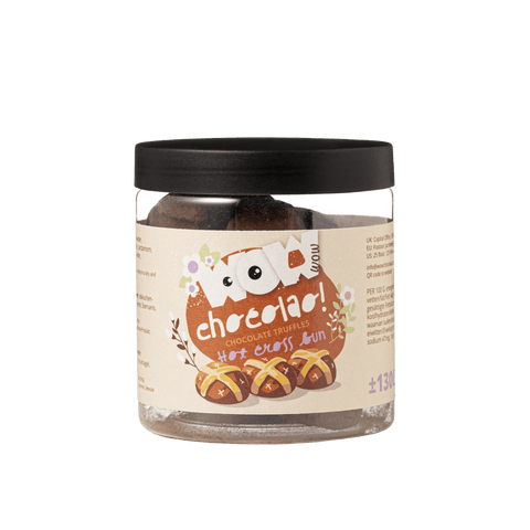 Hot Cross Bun - Chocolate Truffles - Easter - Gifting Jar 130g - WOW Chocolao!