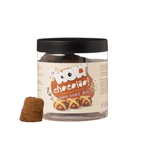 Hot Cross Bun - Chocolate Truffles - Easter - Gifting Jar 130g - WOW Chocolao!