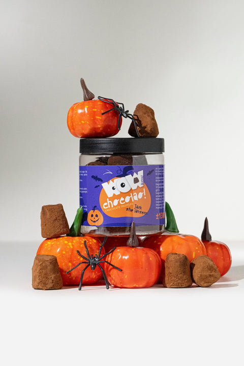 Jack The Lantern Pumpkin Pie Truffles Gift Jar 130g | Halloween Chocolate - WOW Chocolao!