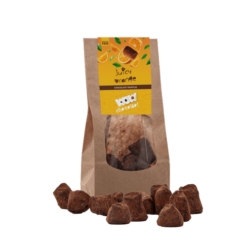 Juicy Orange chocolate truffles - Biodegradable bag 130g - WOW Chocolao!