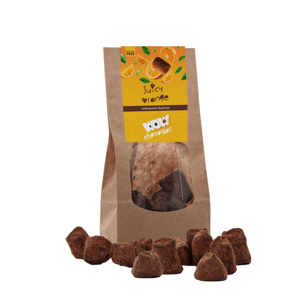 Sappige Sinaasappel Chocolade Truffels - Biologisch afbreekbare zak 130g