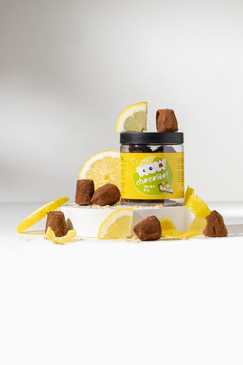Lemon Pie Chocolate Truffles Gift Jar 130g | Crunchy Citrus Chocolate - WOW Chocolao!