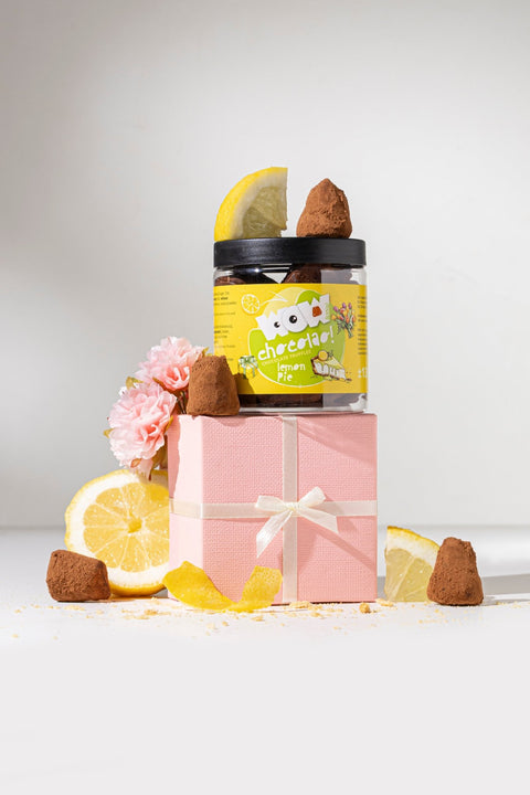 Lemon Pie Mother’s Day Truffles Gift Jar 130g | Floral Chocolate Gift - WOW Chocolao!