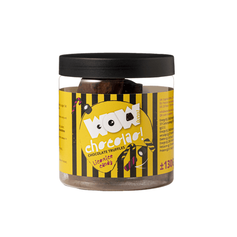 Liquorice Chocolate Truffles Gift Jar 130g | Gourmet Liquorice Chocolate - WOW Chocolao!