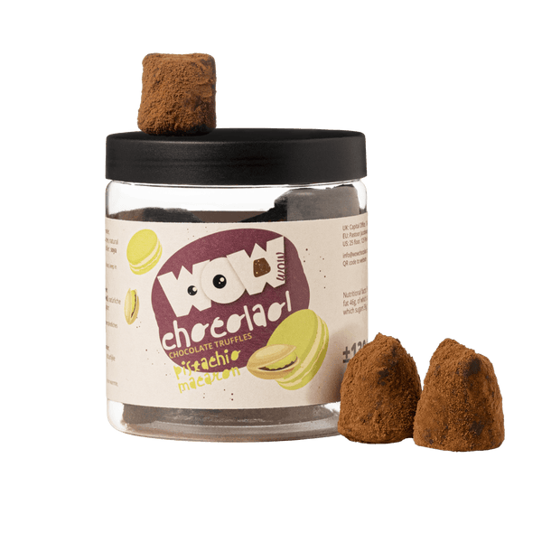 Pistache macaron chocoladetruffels geschenkpot 130g | Luxe pistache chocolade