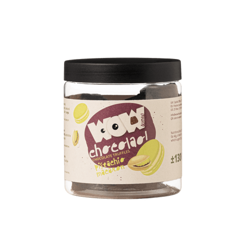 Pistachio Macaron Chocolate Truffles Gift Jar 130g | Pistachio Luxury Chocolate - WOW Chocolao!
