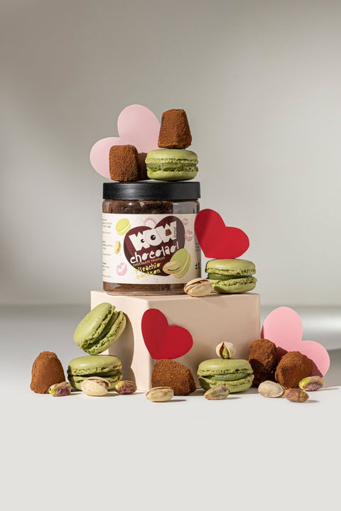 Pistachio Macaroon Chocolate Truffles - 130g Valentine Gifting Jar - WOW Chocolao!