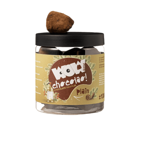 Plain Chocolate Truffles - Christmas Edition - Gifting jar 130g - WOW Chocolao!