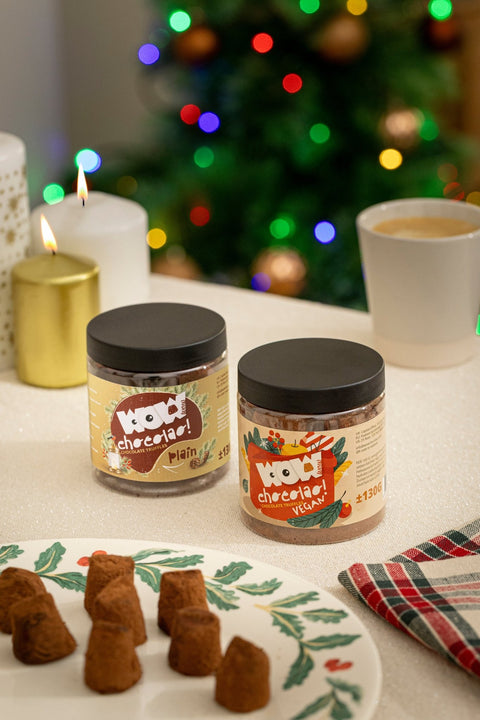 Plain Chocolate Truffles - Christmas Edition - Gifting jar 130g - WOW Chocolao!