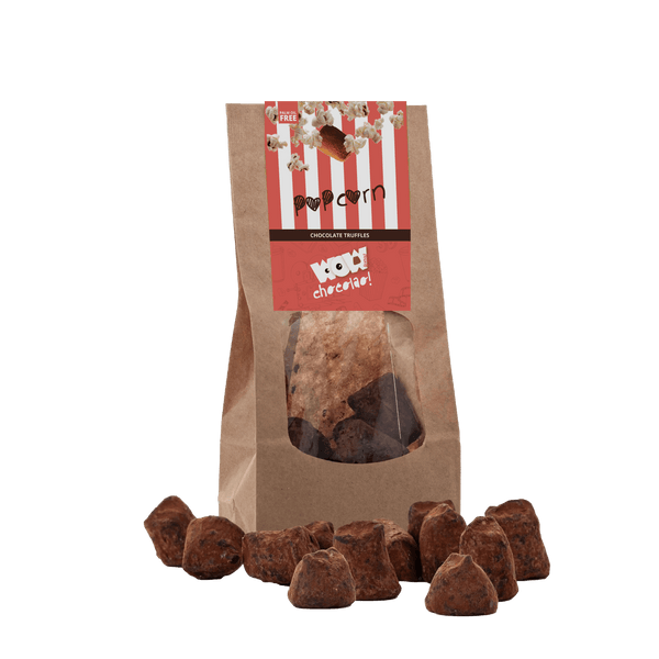 Popcorn Chocolade Truffels - Biologisch afbreekbare zak 130g
