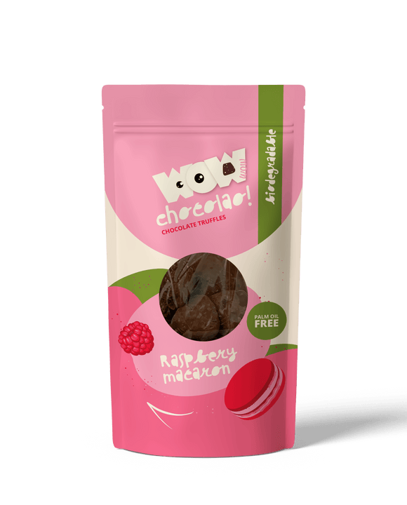 Raspberry Macaron - 200g Biodegradable bag - WOW Chocolao!