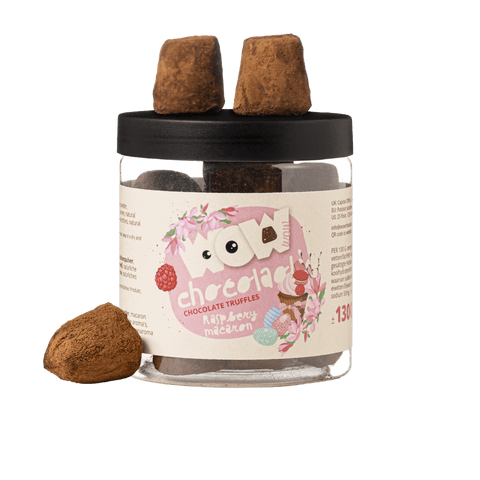 Raspberry Macaron chocolate truffles - Easter Gifting jar 130g - WOW Chocolao!