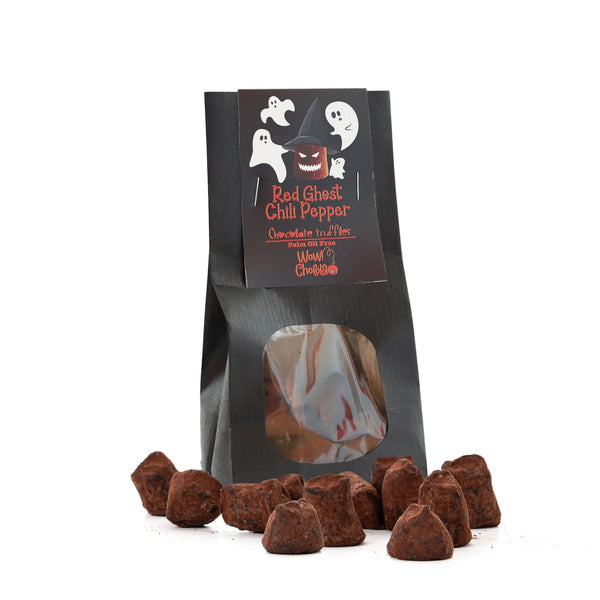 Rode Geest Chili Pepers - Halloween Chocolade Truffels - Biologisch afbreekbare zak 130g