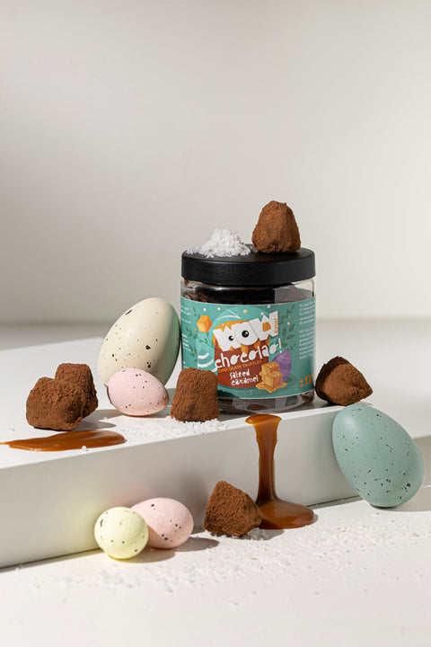 Salted Caramel chocolate truffles - Easter Gifting jar 130g - WOW Chocolao!